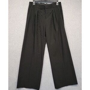 Sam Edelman Wide Leg Pants Black White Pinstripes Women's Trousers Size M Chic